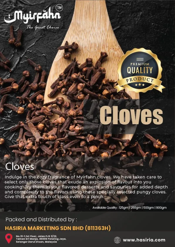 Myirfahn premium whole cloves, export grade spice